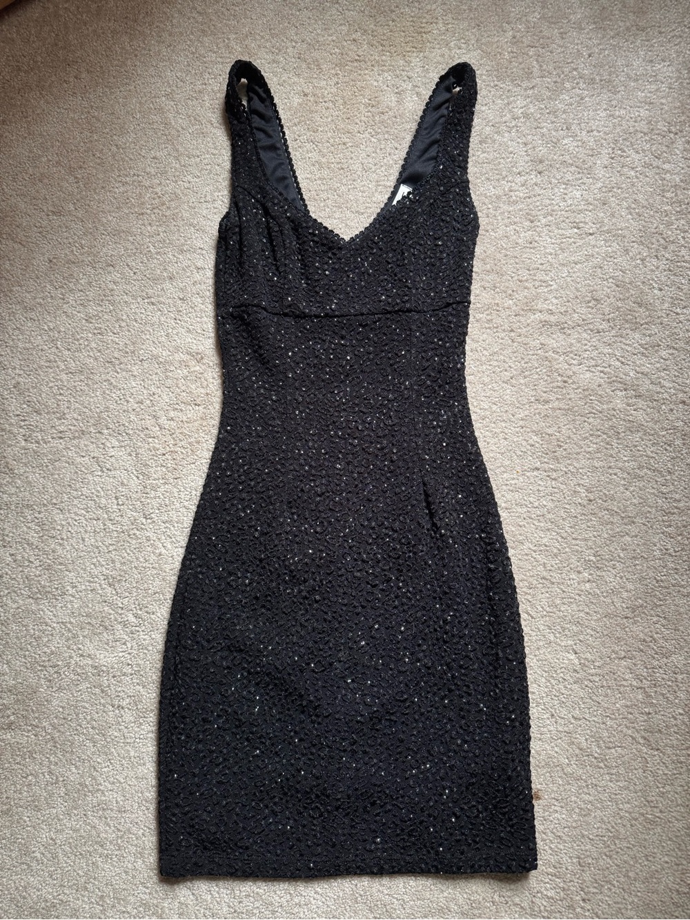 Mystic Black Beaded V-Neck Mini Dress